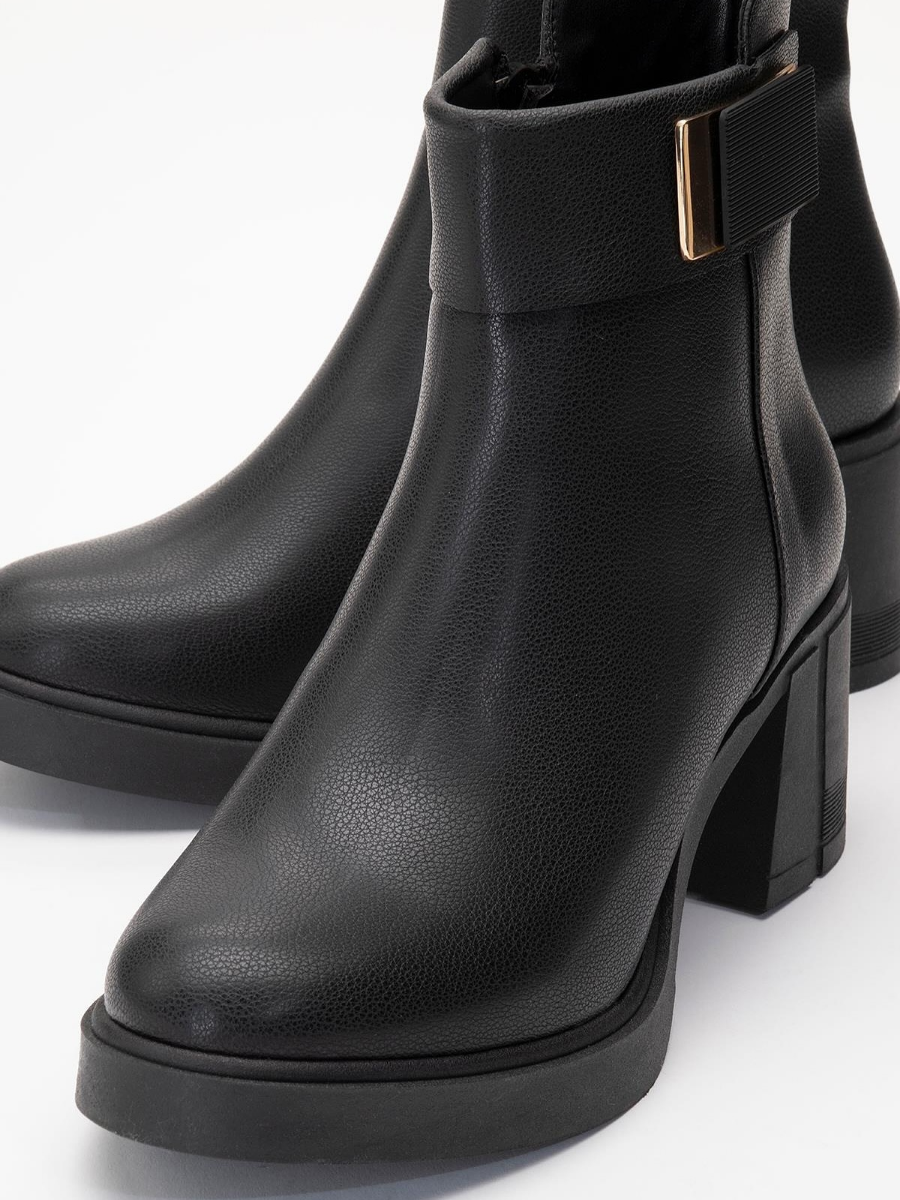 Chunky-heeled Genuine Leather High-heeled Ankle Boots