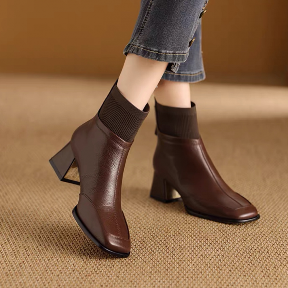 Chunky Mid-heeled Woolen Collar Martin Boots