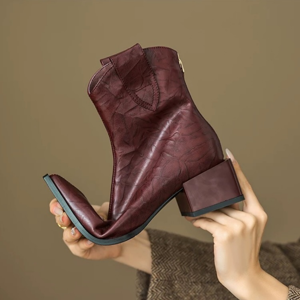 Pointed Toe Versatile V-neck Western Boots