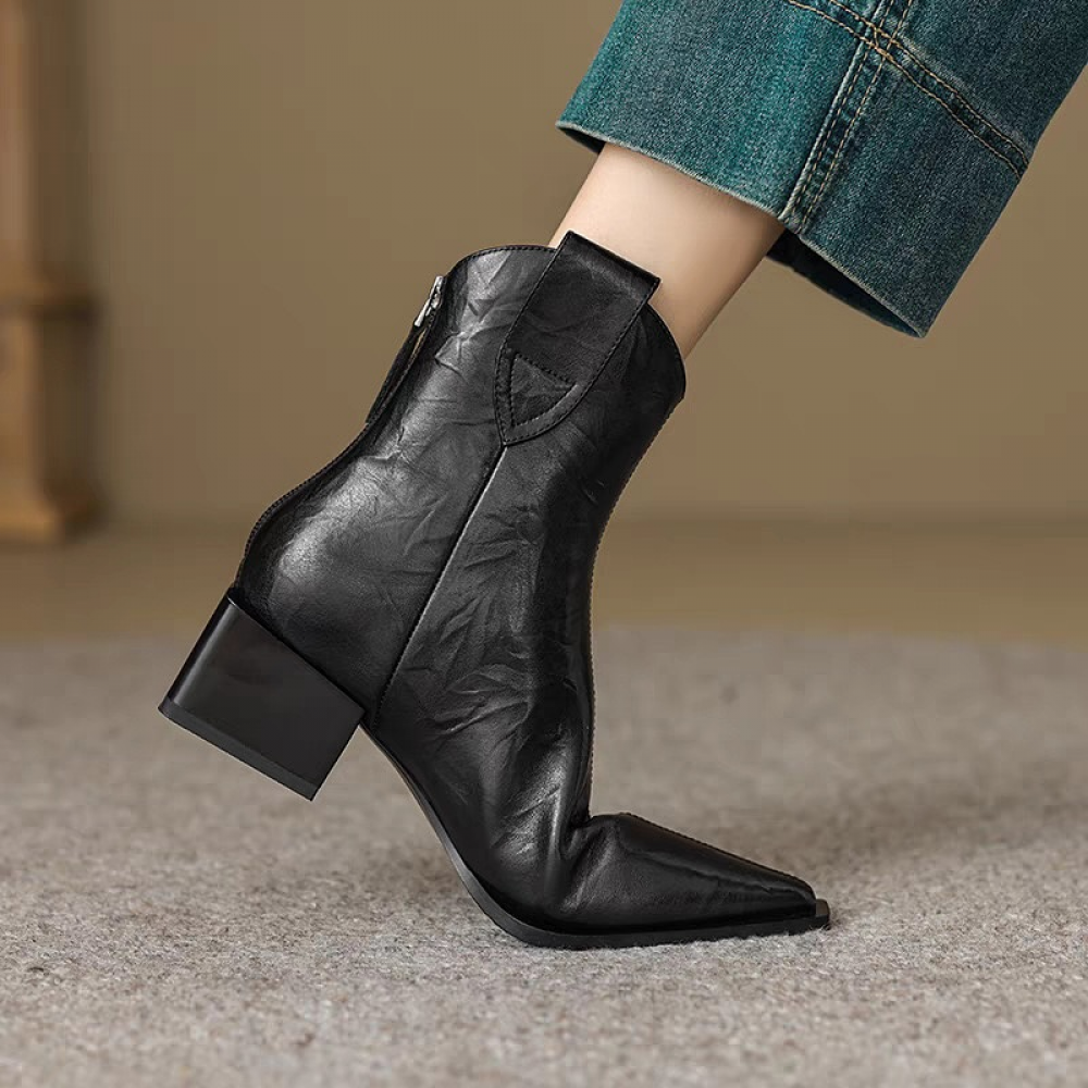 Pointed Toe Versatile V-neck Western Boots