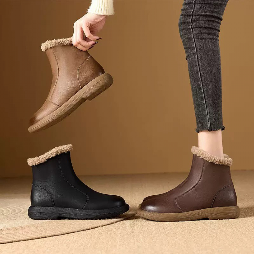 Full Leather and Velvet Retro Martin Boots