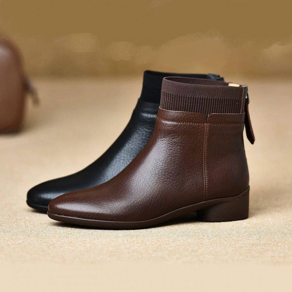 Classic Simple Leather Ankle Boots