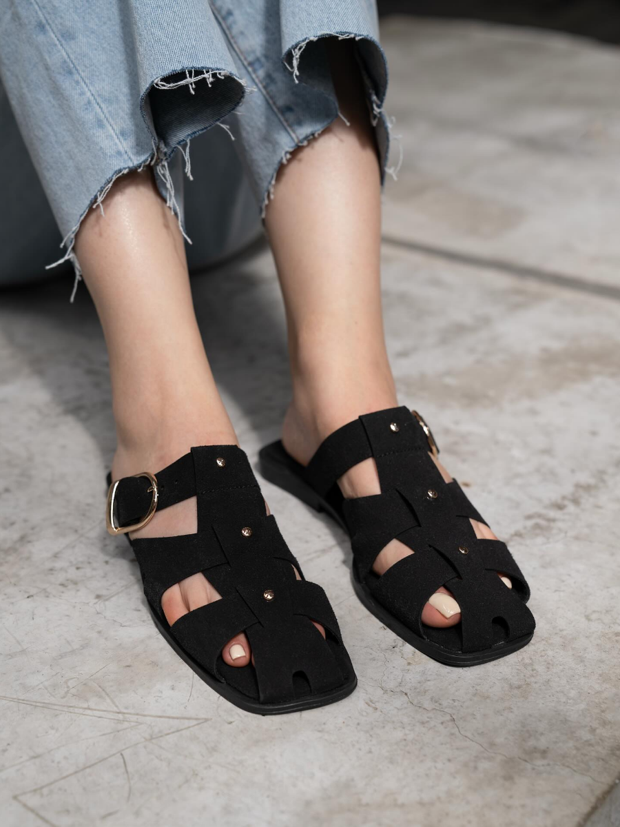 Summer New Hollow Woven Half-slip Casual Sandals