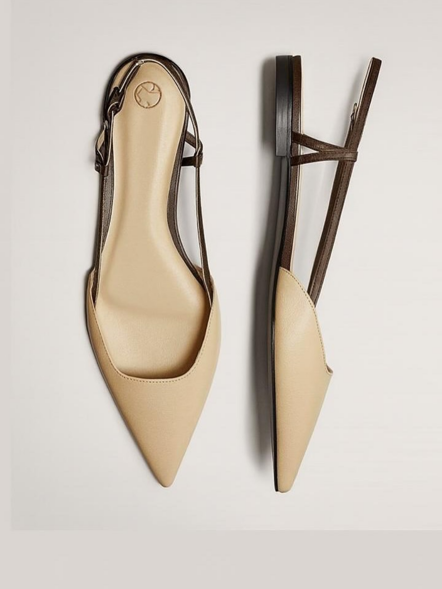 Pointed Toe Soft-soled Low-heeled Closed-toe Sandals