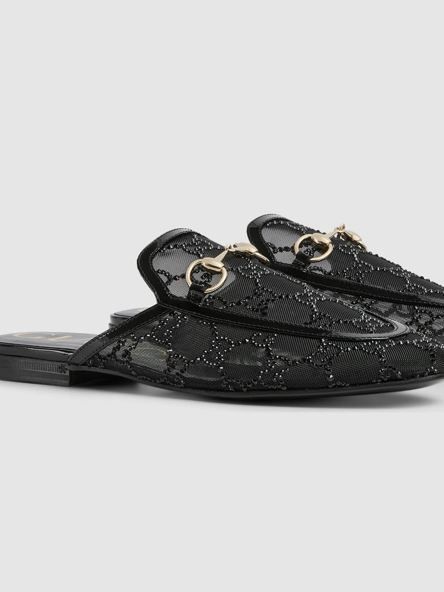 Black Mesh Closed-toe Half Slippers