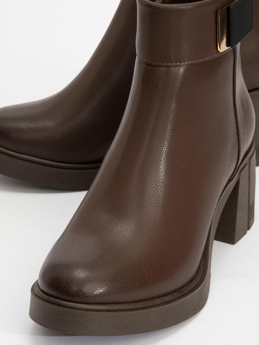 Chunky-heeled Genuine Leather High-heeled Ankle Boots