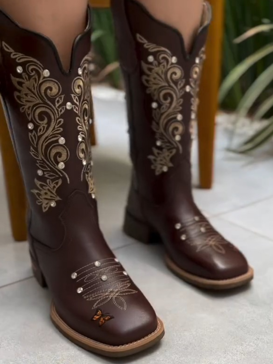 Retro Embroidered Versatile Western Boots