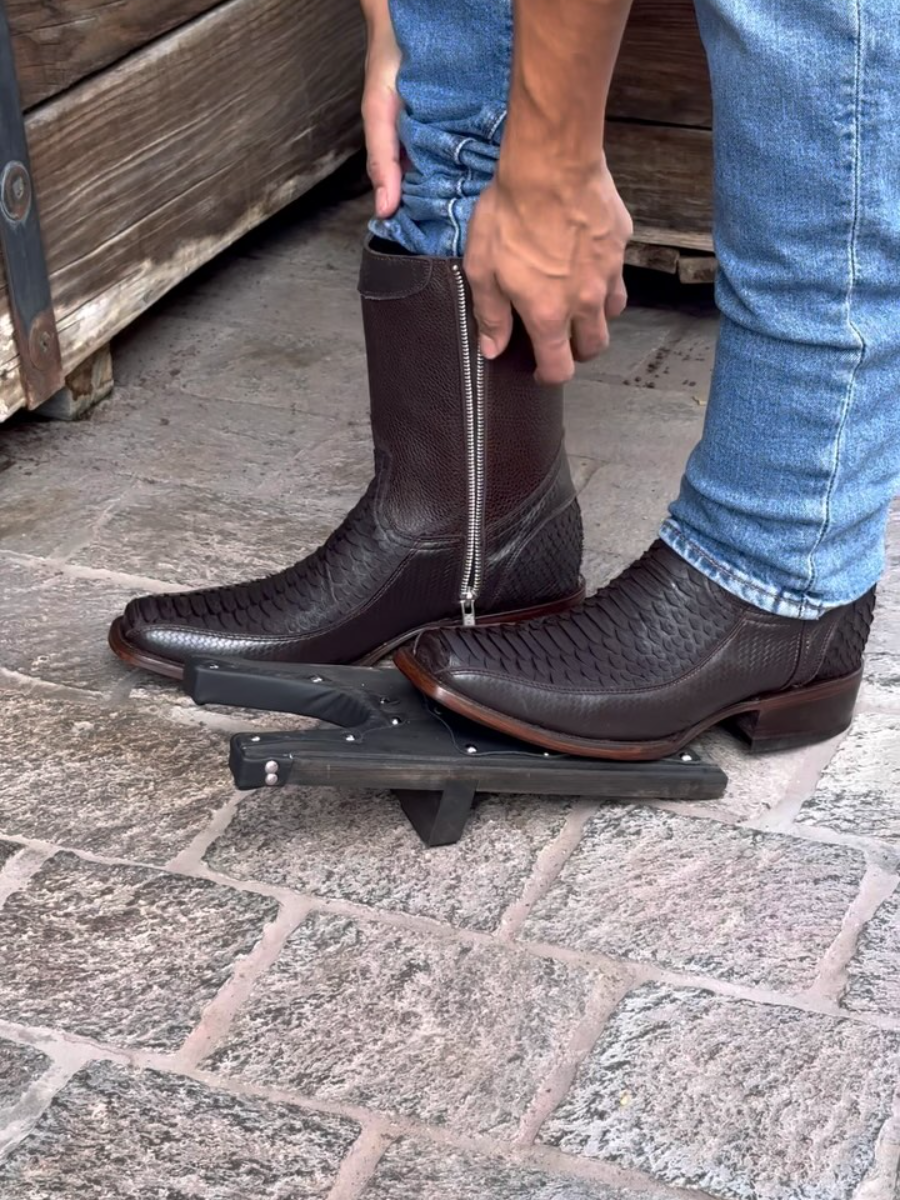 Original Tobacco Square Toe Python Cowboy Boots