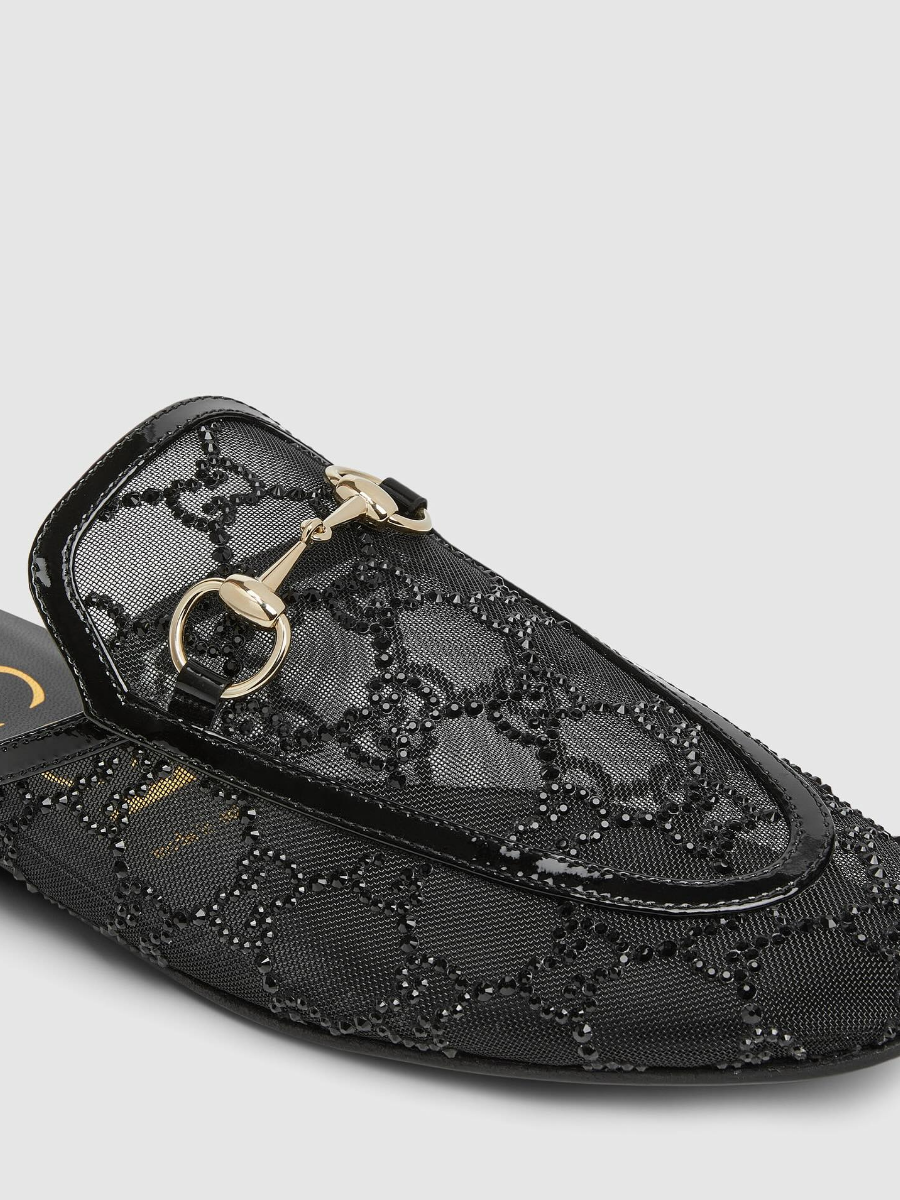 Black Mesh Closed-toe Half Slippers