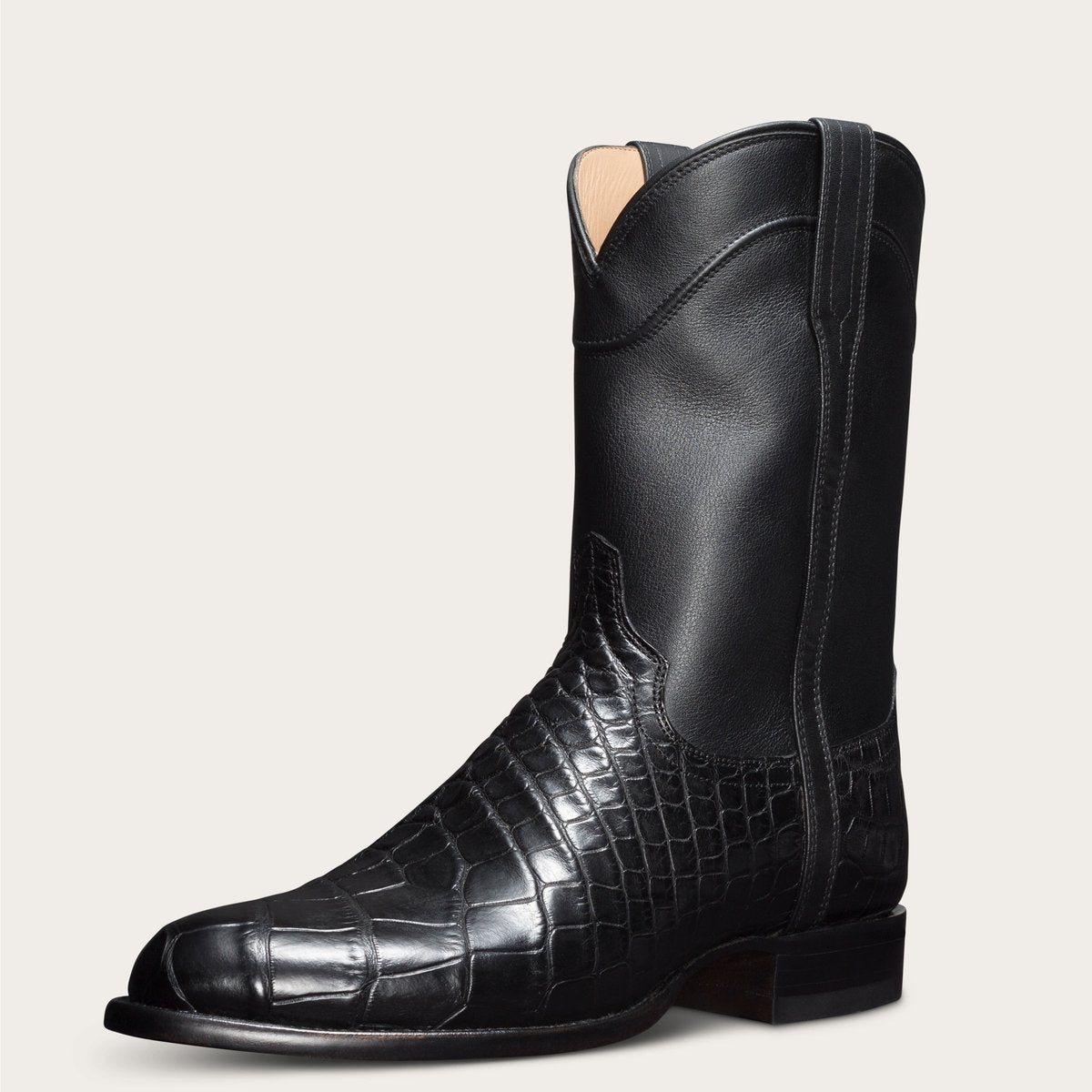 Vintage Men's Long Boots Crocodile Pattern Western Boots