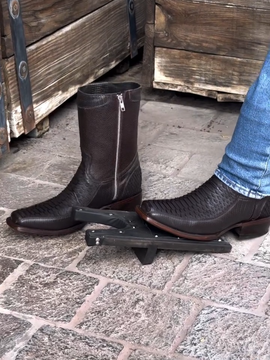 Original Tobacco Square Toe Python Cowboy Boots