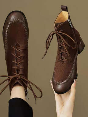 Retro Frosted Mid-heel Martin Boots