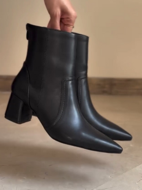 Pointed-toe Genuine Leather Ankle Boots