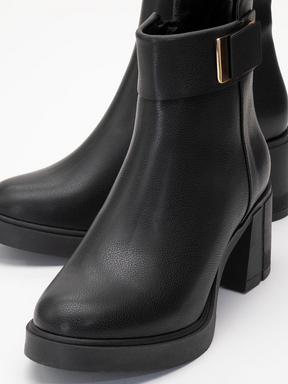 Chunky-heeled Genuine Leather High-heeled Ankle Boots