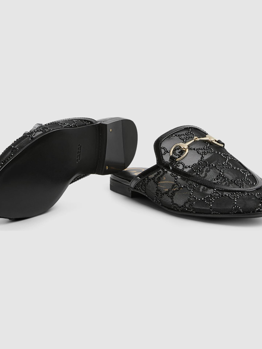 Black Mesh Closed-toe Half Slippers