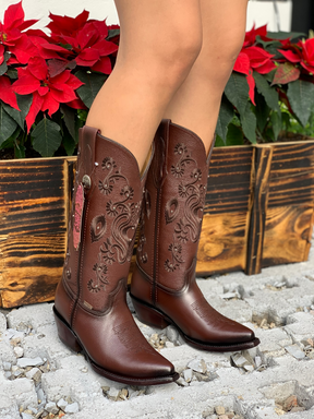 Brown Embroidered Cowboy Boots