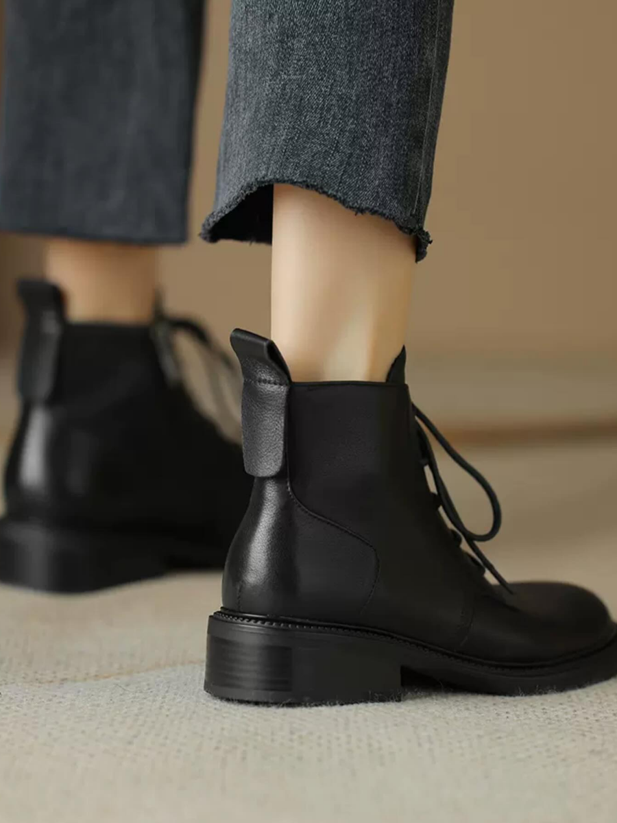 Genuine Leather Lace-up Martin Boots