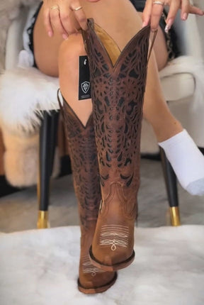 Vintage Cowhide Western Cowgirl Boots