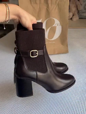 Chunky Heel Buckle Martin Boots
