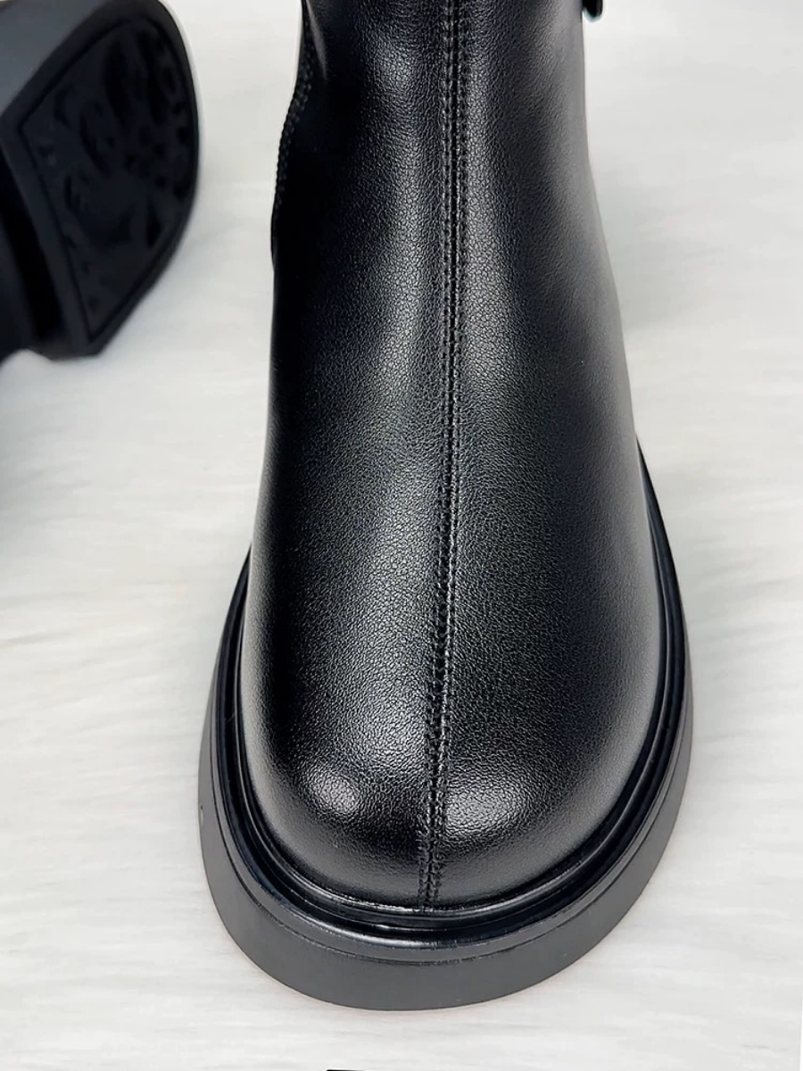 Genuine Leather and Wool Snow Boots