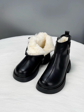 Genuine Leather and Wool Snow Boots