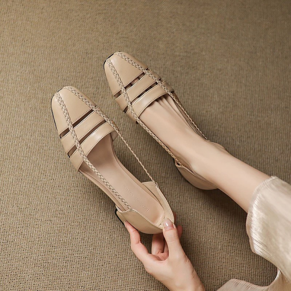 Square Toe Shallow Hollow Casual Closed Toe Sandals