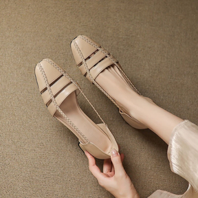 Square Toe Shallow Hollow Casual Closed Toe Sandals