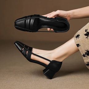 Square Toe Shallow Hollow Casual Closed Toe Sandals