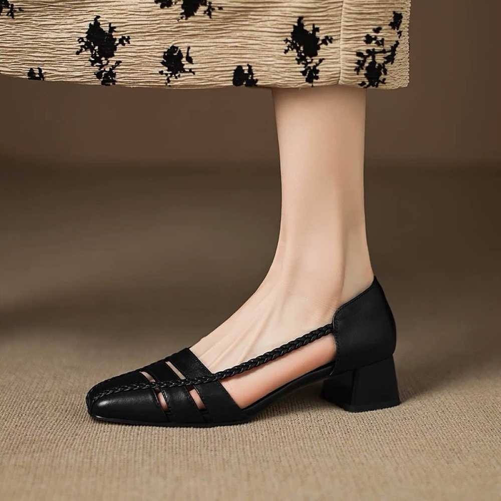 Square Toe Shallow Hollow Casual Closed Toe Sandals