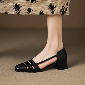 Square Toe Shallow Hollow Casual Closed Toe Sandals