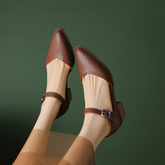 Nude Closed-toe Block-heeled Sandals