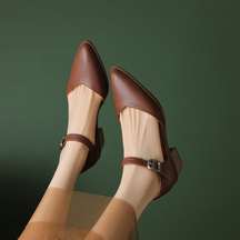 Nude Closed-toe Block-heeled Sandals