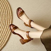 Block Heel Zipper Retro Sandals