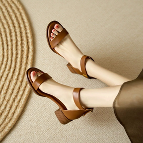 Block Heel Zipper Retro Sandals