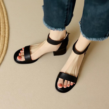 Block Heel Zipper Retro Sandals