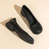 Soft-soled Black Round-toed Shoes