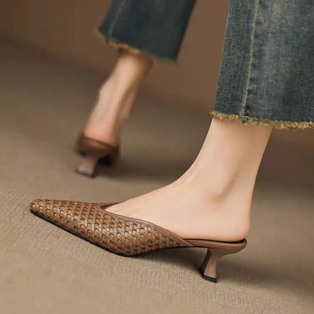 Braided Pointed High-heeled Sandals