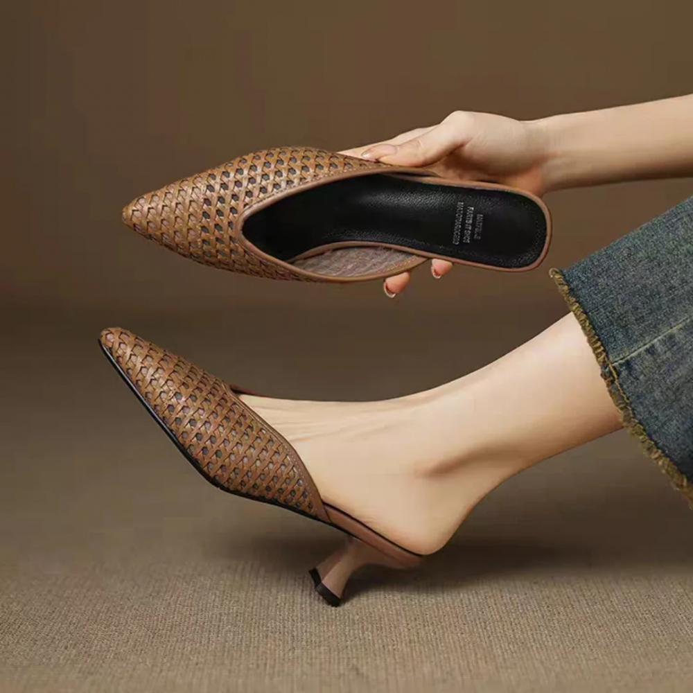 Braided Pointed High-heeled Sandals