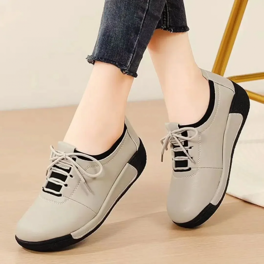 Solid Color Breathable Soft Sole and Soft Surface Comfortable Leather Shoes