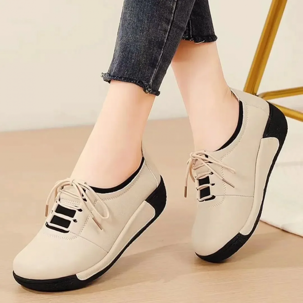 Solid Color Breathable Soft Sole and Soft Surface Comfortable Leather Shoes
