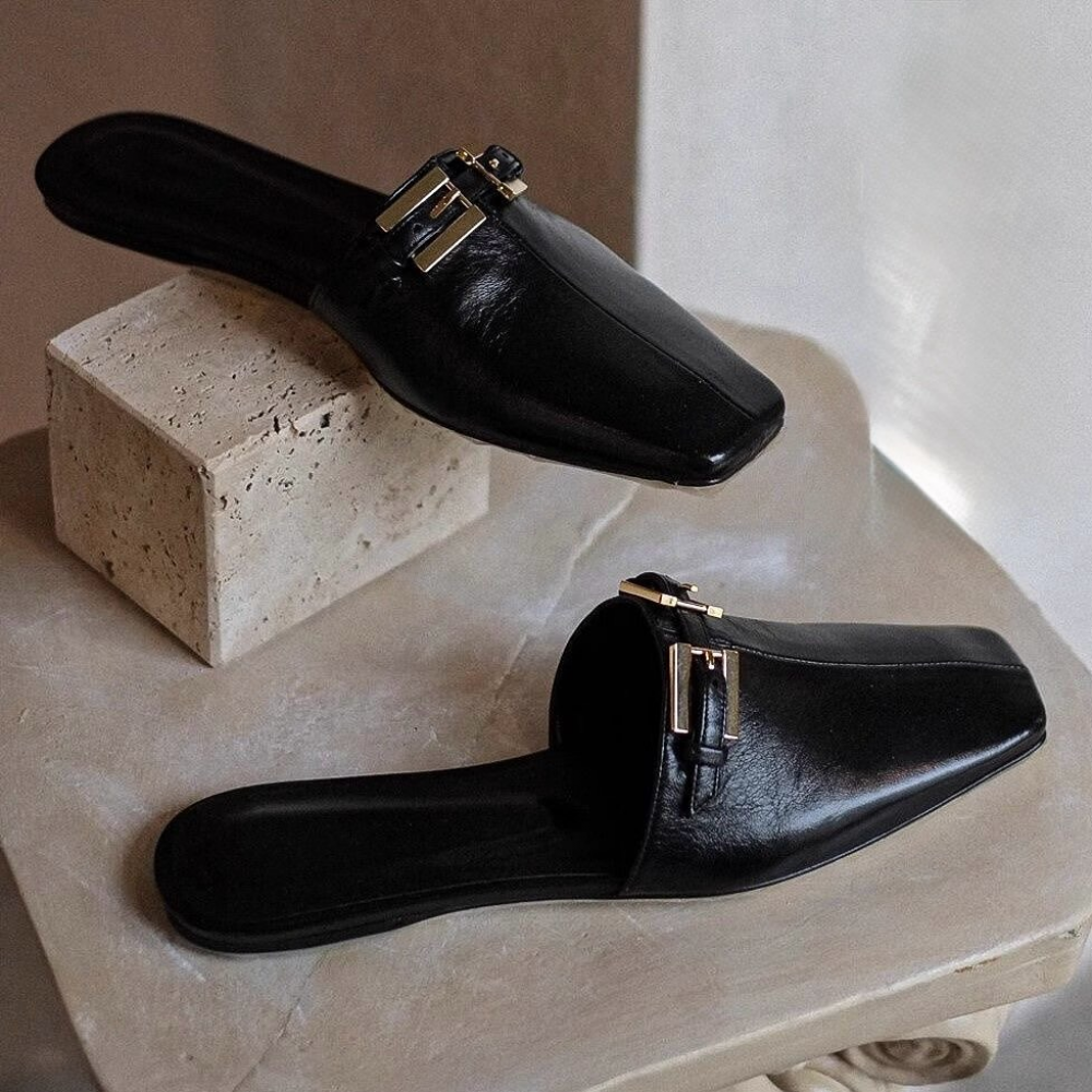 Flat Metal Buckle Sandals