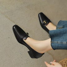 Mid-heel Square-toe Retro Shoes
