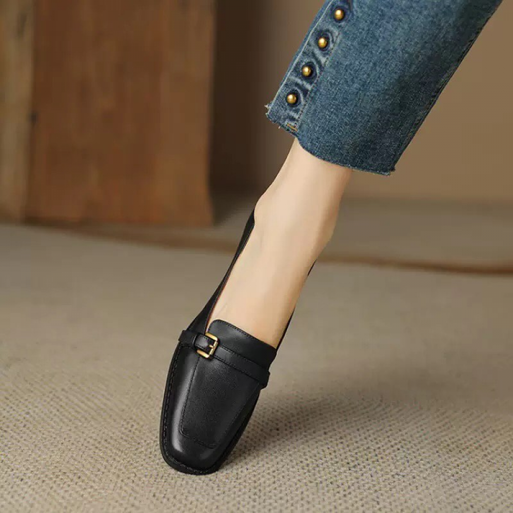 Mid-heel Square-toe Retro Shoes