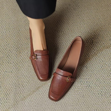 Mid-heel Square-toe Retro Shoes
