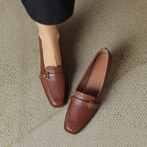Mid-heel Square-toe Retro Shoes