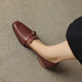 Mid-heel Square-toe Retro Shoes