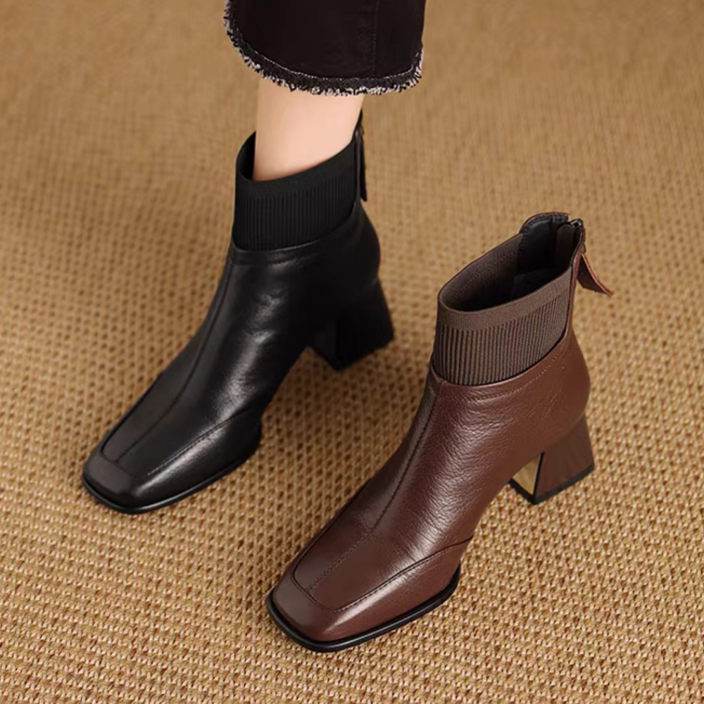 Chunky Mid-heeled Woolen Collar Martin Boots