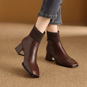 Chunky Mid-heeled Woolen Collar Martin Boots