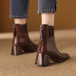 Chunky Mid-heeled Woolen Collar Martin Boots