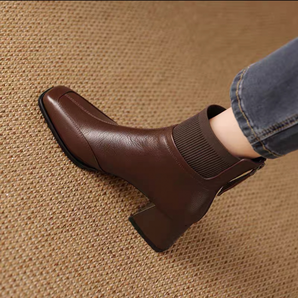 Chunky Mid-heeled Woolen Collar Martin Boots